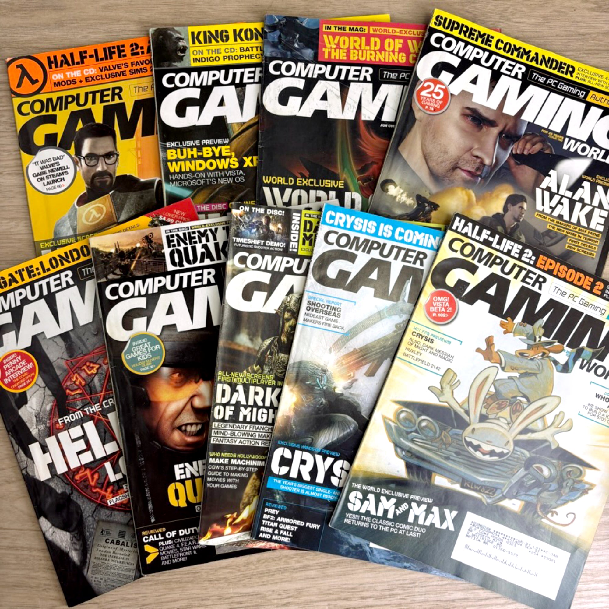 9 Computer Gaming World Magazines 2005–2006 - no disks - Half-Life 2 W ...
