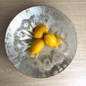 Dorothy Thorpe MCM silver overlay glass serving bowl with wintery atomic pattern - NextStage Vintage