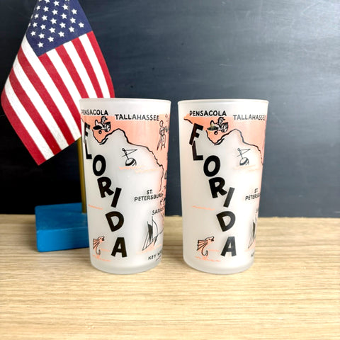Pair of vintage Florida souvenir state glasses - vintage road trip souvenir - NextStage Vintage
