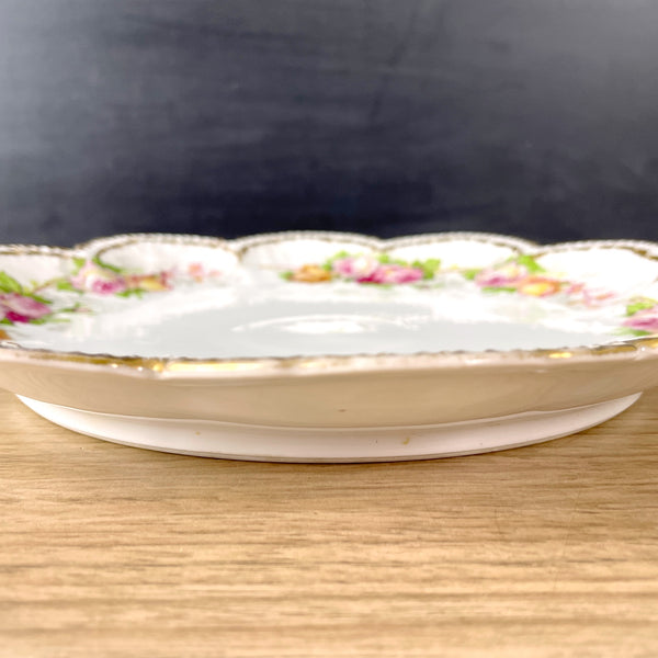 GDA Limoges scalloped edge rose serving plate - 1940s vintage - NextStage Vintage