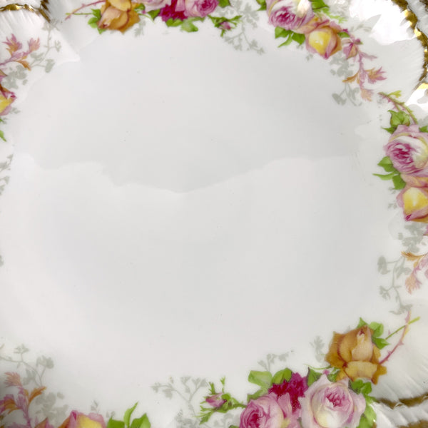 GDA Limoges scalloped edge rose serving plate - 1940s vintage - NextStage Vintage