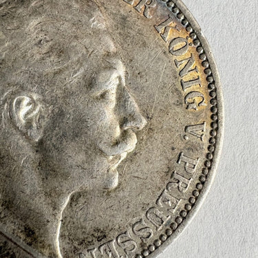 1910-A German Empire 3 Mark Silver Coin Kaiser Wilhelm II Prussia Circulated