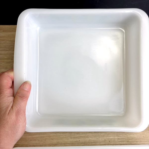 Glasbake square baking dish interior