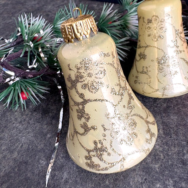 Vintage West Germany glass Christmas ornaments • glitter bells & Noel ball - NextStage Vintage