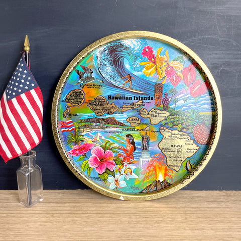 Hawaiian Islands souvenir tray - Ken Haag illustrated