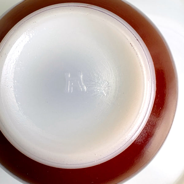 Hazel Atlas Platonite burgundy snack plate & cup – apple shape - 1950s vintage - NextStage Vintage