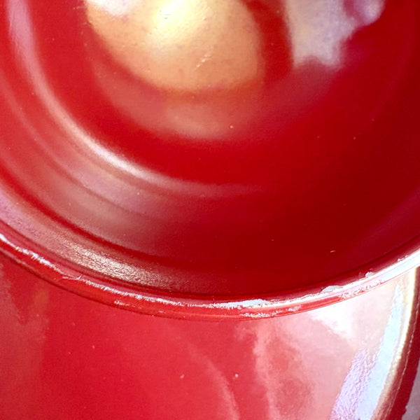 Hazel Atlas Platonite burgundy snack plate & cup – apple shape - 1950s vintage - NextStage Vintage