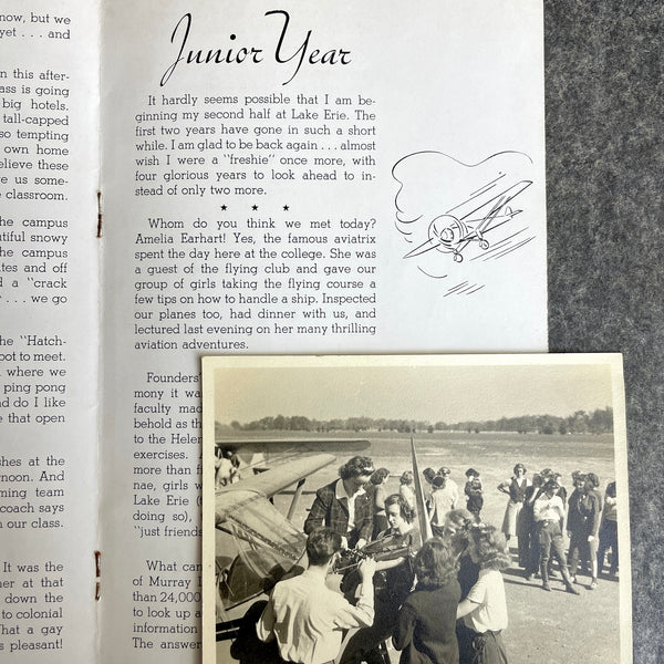 1930s Amelia Earhart photo x Lake Erie College booklet