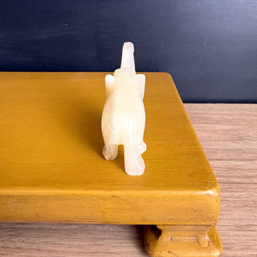 Vintage 1960s Small Carved Onyx Elephant Figurine - Trunk Raised For Luck - NextStage Vintage