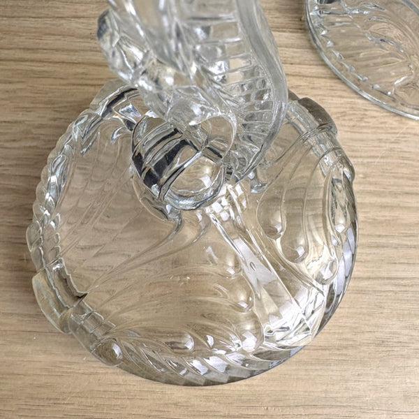 Indiana Glass Depression Glass Candlesticks – Swirl & Fan #303 Pattern, Clear 8.5" - NextStage Vintage