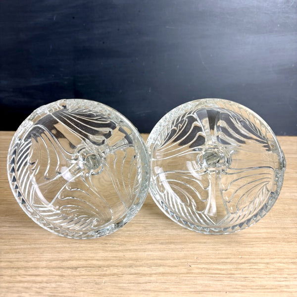 Indiana Glass Depression Glass Candlesticks – Swirl & Fan #303 Pattern, Clear 8.5" - NextStage Vintage