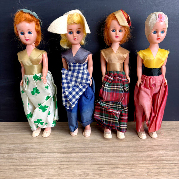 Vintage 1950s International Dolls – Set of 4 – 8" Japan made – Miss Holland, Ireland, Brazil, Scotland
