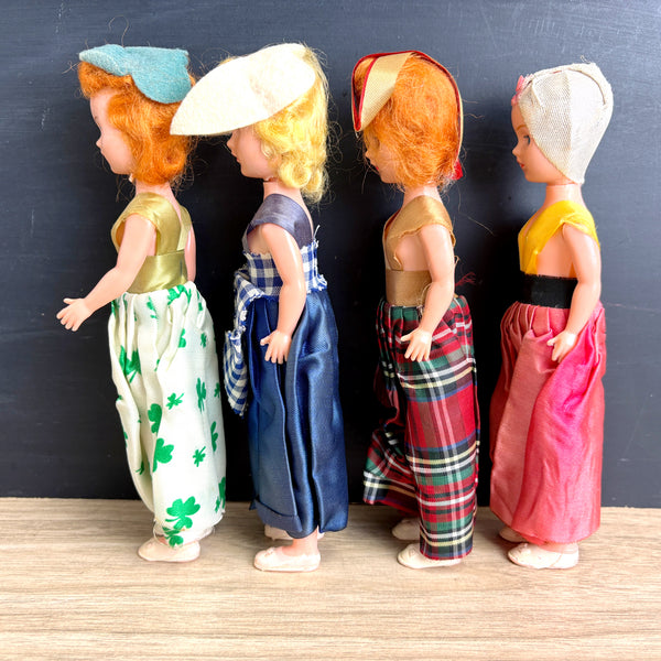 Vintage 1950s International Dolls – Set of 4 – 8" Japan made – Miss Holland, Ireland, Brazil, Scotland
