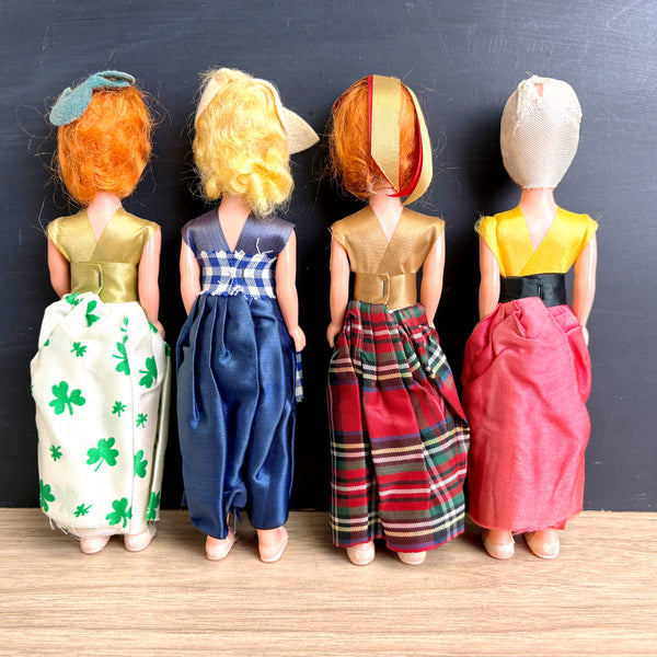 Vintage 1950s International Dolls – Set of 4 – 8" Japan made – Miss Holland, Ireland, Brazil, Scotland
