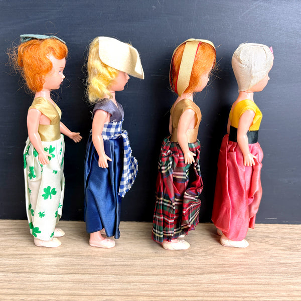 Vintage 1950s International Dolls – Set of 4 – 8" Japan made – Miss Holland, Ireland, Brazil, Scotland
