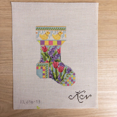 Kelly Clark April Showers Mini Sock Stocking Needlepoint Canvas #KLJ16 NOS