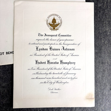 Lyndon Johnson 1965 inaugural invitation set - vintage American history - NextStage Vintage