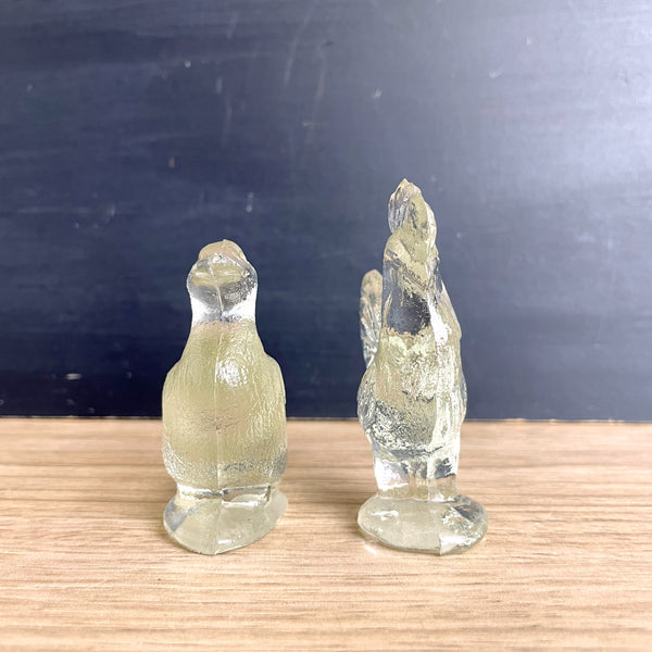 LE Smith glass rooster and duck figurines - vintage pressed glass