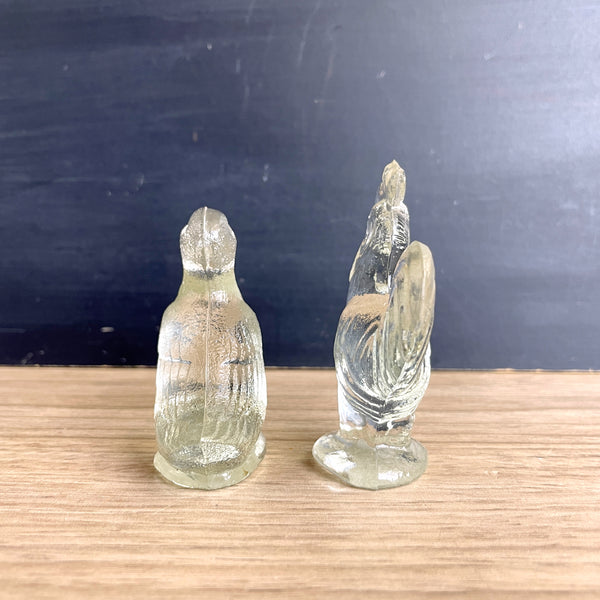 LE Smith glass rooster and duck figurines - vintage pressed glass