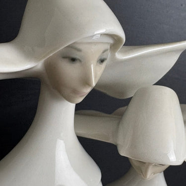 Vintage Lladró Two Nuns Figurine #4611 Glossy Porcelain Spain 13.25" Tall