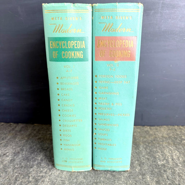 Meta Given's Modern Encyclopedia of Cooking 2 volume set - 1955