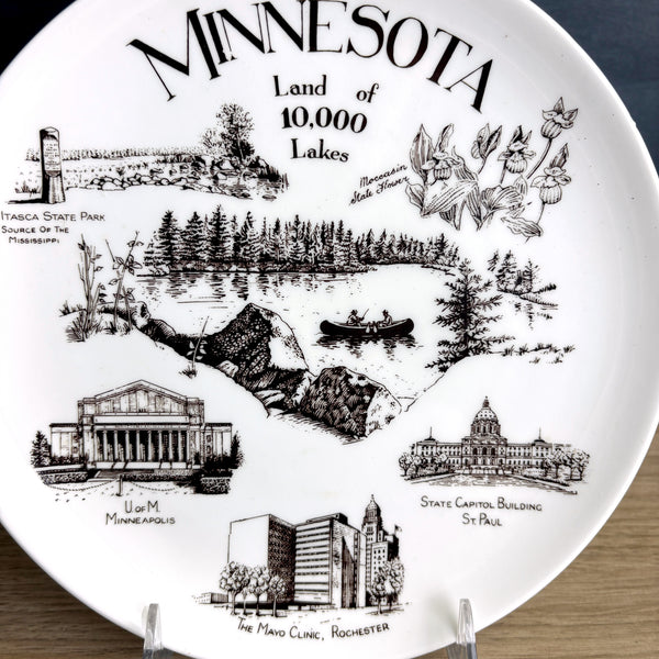Vintage 1960s Minnesota souvenir plate – Coyne’s of England brown transferware - NextStage Vintage