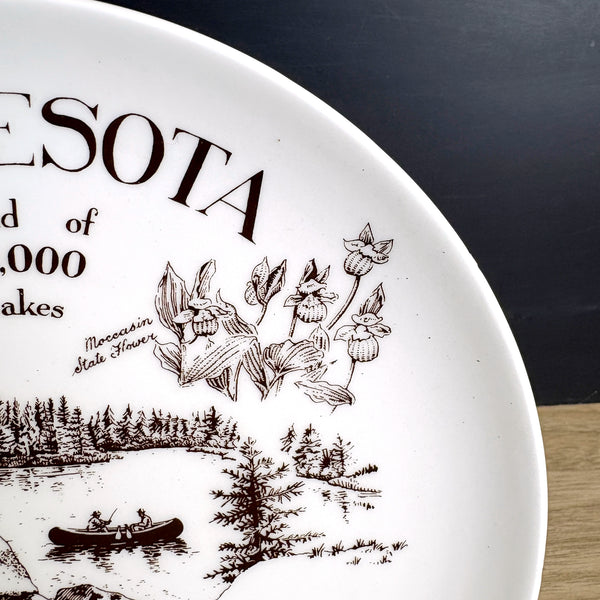 Vintage 1960s Minnesota souvenir plate – Coyne’s of England brown transferware - NextStage Vintage