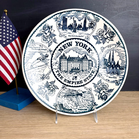 Vintage New York state souvenir plate – 1980s ironstone by Smiles Industries – 10.25" - NextStage Vintage