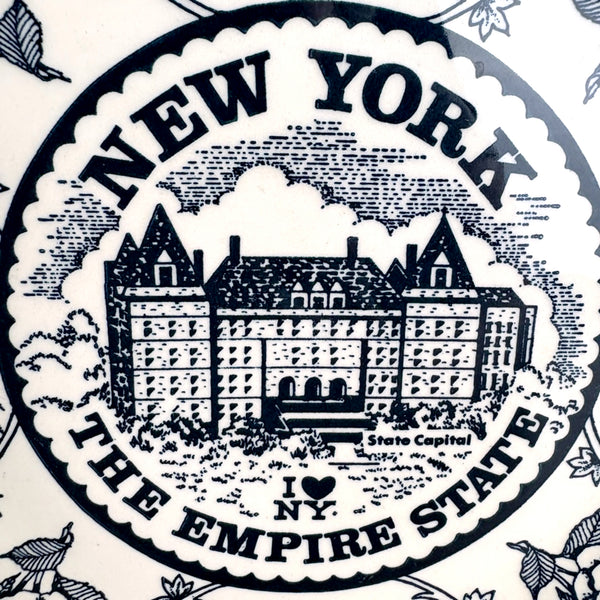 Vintage New York state souvenir plate – 1980s ironstone by Smiles Industries – 10.25" - NextStage Vintage