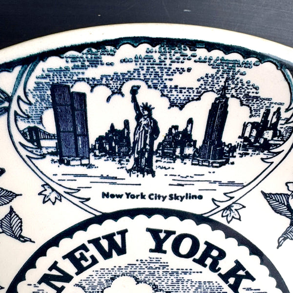 Vintage New York state souvenir plate – 1980s ironstone by Smiles Industries – 10.25" - NextStage Vintage