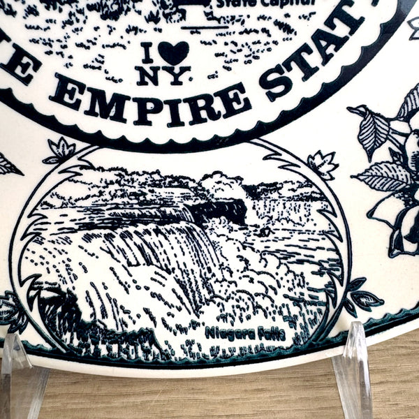 Vintage New York state souvenir plate – 1980s ironstone by Smiles Industries – 10.25" - NextStage Vintage