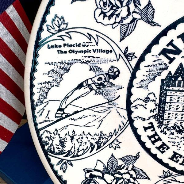 Vintage New York state souvenir plate – 1980s ironstone by Smiles Industries – 10.25" - NextStage Vintage