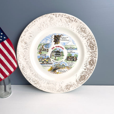 New Hampshire state souvenir plate - shabby vintage 1960s road trip souvenir - NextStage Vintage