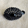 Openwork jet black beaded turtle brooch - vintage turtle pin - NextStage Vintage