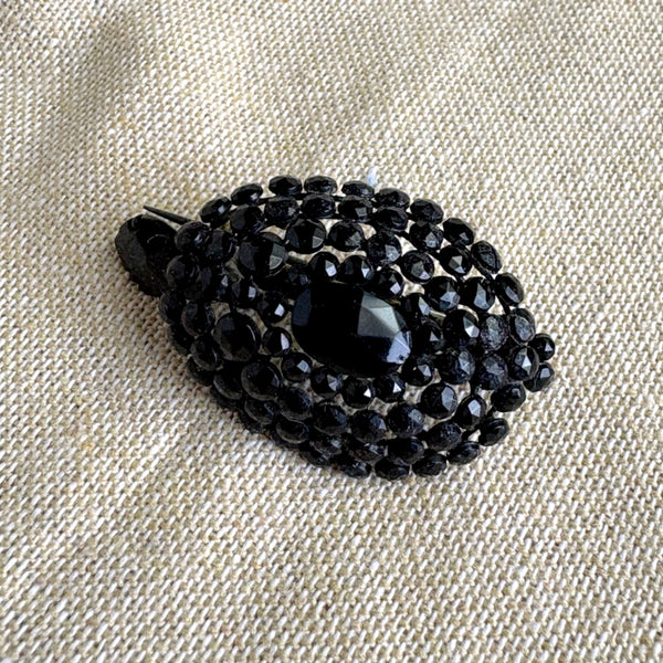 Openwork jet black beaded turtle brooch - vintage turtle pin - NextStage Vintage