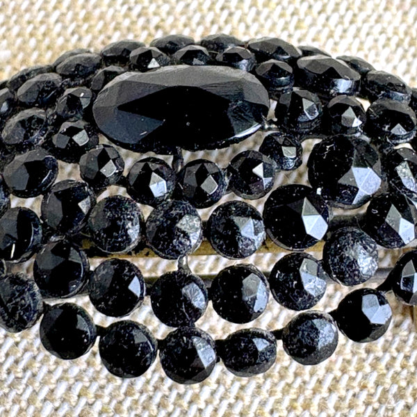 Openwork jet black beaded turtle brooch - vintage turtle pin - NextStage Vintage
