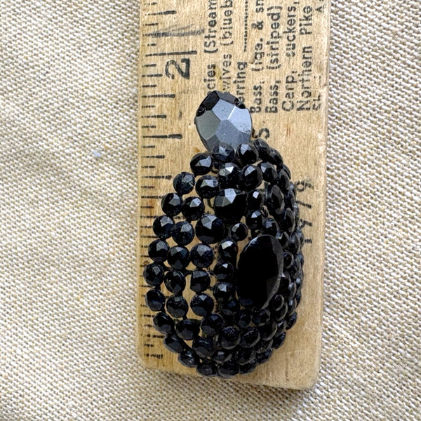 Openwork jet black beaded turtle brooch - vintage turtle pin - NextStage Vintage