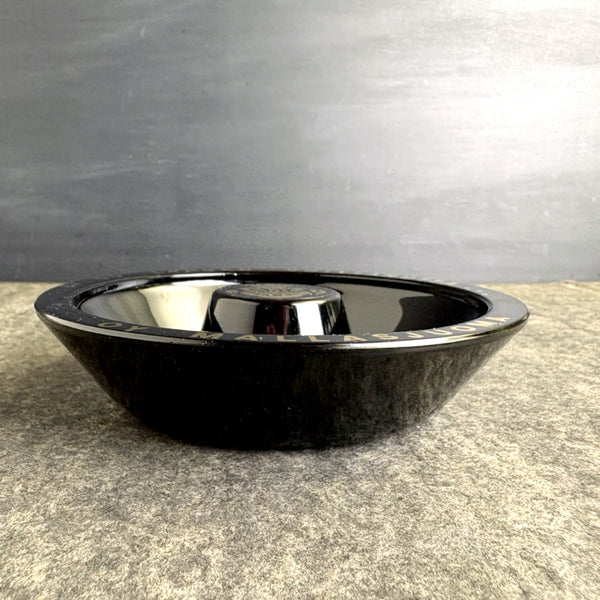 Vintage 70s Oy Mallasjuoma Brewery souvenir ashtray – Lahti Finland - black glass with gold lettering - NextStage Vintage