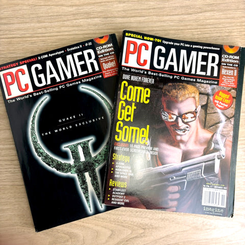 PC Gamer magazine lot – 2 Issues from 1997 - No CDs - Duke Nukem, Quake II