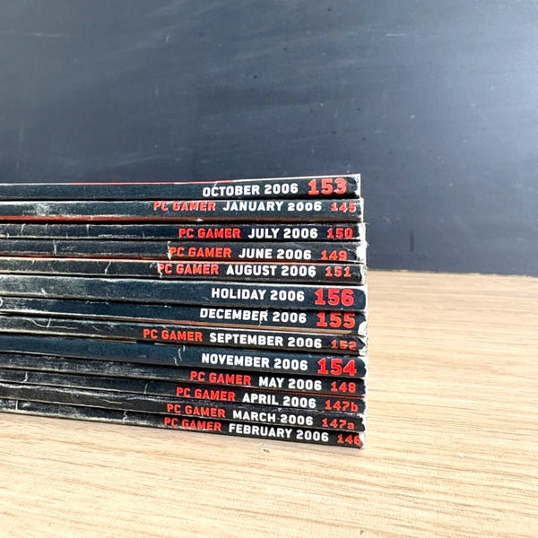 PC Gamer magazine lot – 13 Issues complete 2006 - No CDs - NextStage Vintage