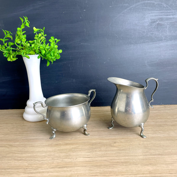 International Pewter cream and sugar 278 33 & 278 34 - vintage holloware