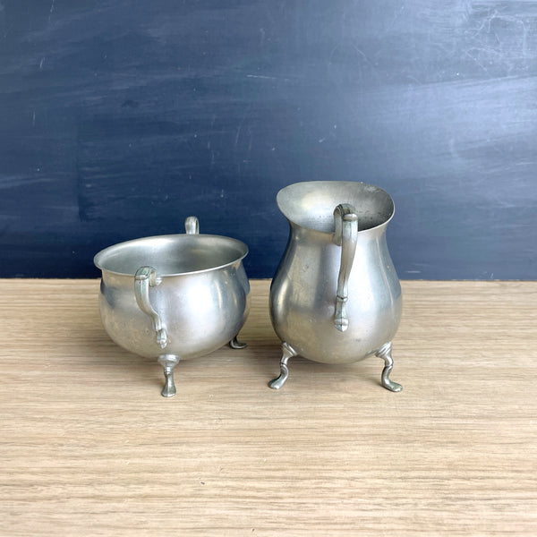 International Pewter cream and sugar 278 33 & 278 34 - vintage holloware