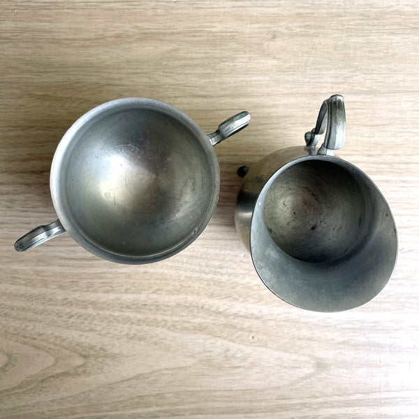 International Pewter cream and sugar 278 33 & 278 34 - vintage holloware