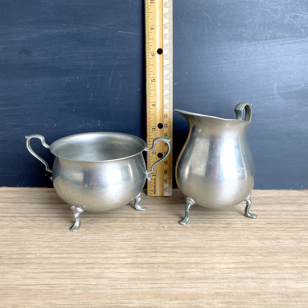 International Pewter cream and sugar 278 33 & 278 34 - vintage holloware