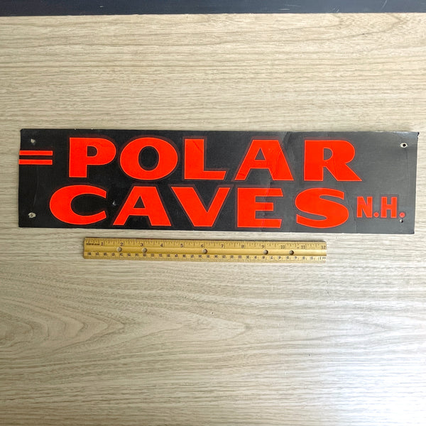 Polar Caves, NH cardboard bumper placard - 1960s vintage