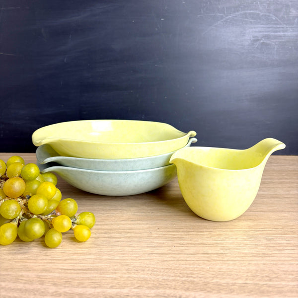 Russel Wright Residential melamine bowls and creamer - 1950s melmac