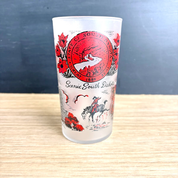 South Dakota souvenir state glass - 1950s Federal Glass printed glassware - NextStage Vintage