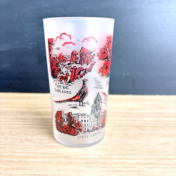 South Dakota souvenir state glass - 1950s Federal Glass printed glassware - NextStage Vintage
