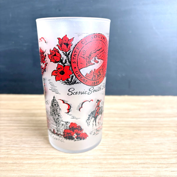 South Dakota souvenir state glass - 1950s Federal Glass printed glassware - NextStage Vintage