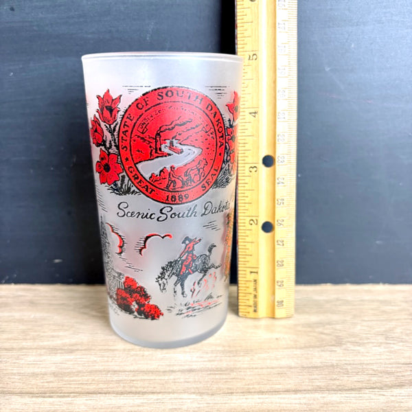 South Dakota souvenir state glass - 1950s Federal Glass printed glassware - NextStage Vintage